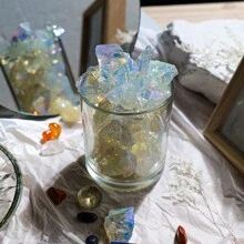 50g/Bag Crystal Raw Stone Opalite Crystal Gem Specimen Aromatherapy Stone Opal Unpolished Collection Home Decoration - Electroplated Protein Rough Stone - View 5