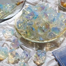 50g/Bag Crystal Raw Stone Opalite Crystal Gem Specimen Aromatherapy Stone Opal Unpolished Collection Home Decoration - Electroplated Protein Rough Stone - View 3