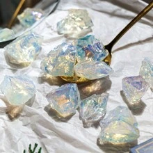 50g/Bag Crystal Raw Stone Opalite Crystal Gem Specimen Aromatherapy Stone Opal Unpolished Collection Home Decoration - Electroplated Protein Rough Stone - View 6