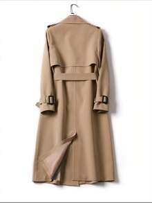 Women's Trench Coat Solid Color Long Coat Slim Coat - 卡其色 - 查看 4