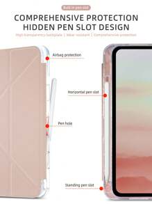 1 件亚克力 Y 型折叠粉色磁扣支架保护套，带笔槽，高透明度后盖，睡眠/唤醒功能，休闲/简约/经典设计，兼容 iPad Mini6/Mini7/9.7/10.2/10.5/Air4/Air5/10th/10.9/Pro11/Air11(M2)/Air13(M2)/Pro11(M4)/Pro13(M4)2024 12.9 英寸/iPad Air 13(M3 2025) - 粉紅色 - 查看 8
