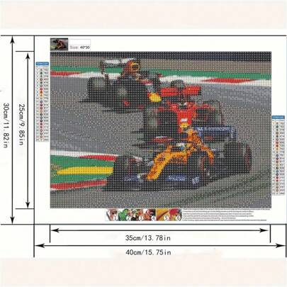 1 Stück DIY Diamantmalerei, runde Strass Diamantmalerei, Rennwagen Muster Diamantmalerei, Heimdekoration Schlafzimmer 30*40cm