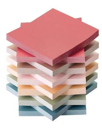 12pcs Multicolor Sticky Notes, 600pcs/12 Notepads, 50 Sheets Per Notebook, Assorted Colors Back To School