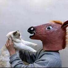 Latex Horse Head Mask, Animal Head Decor Mask For Holiday Cosplay - Multicolor - View 3