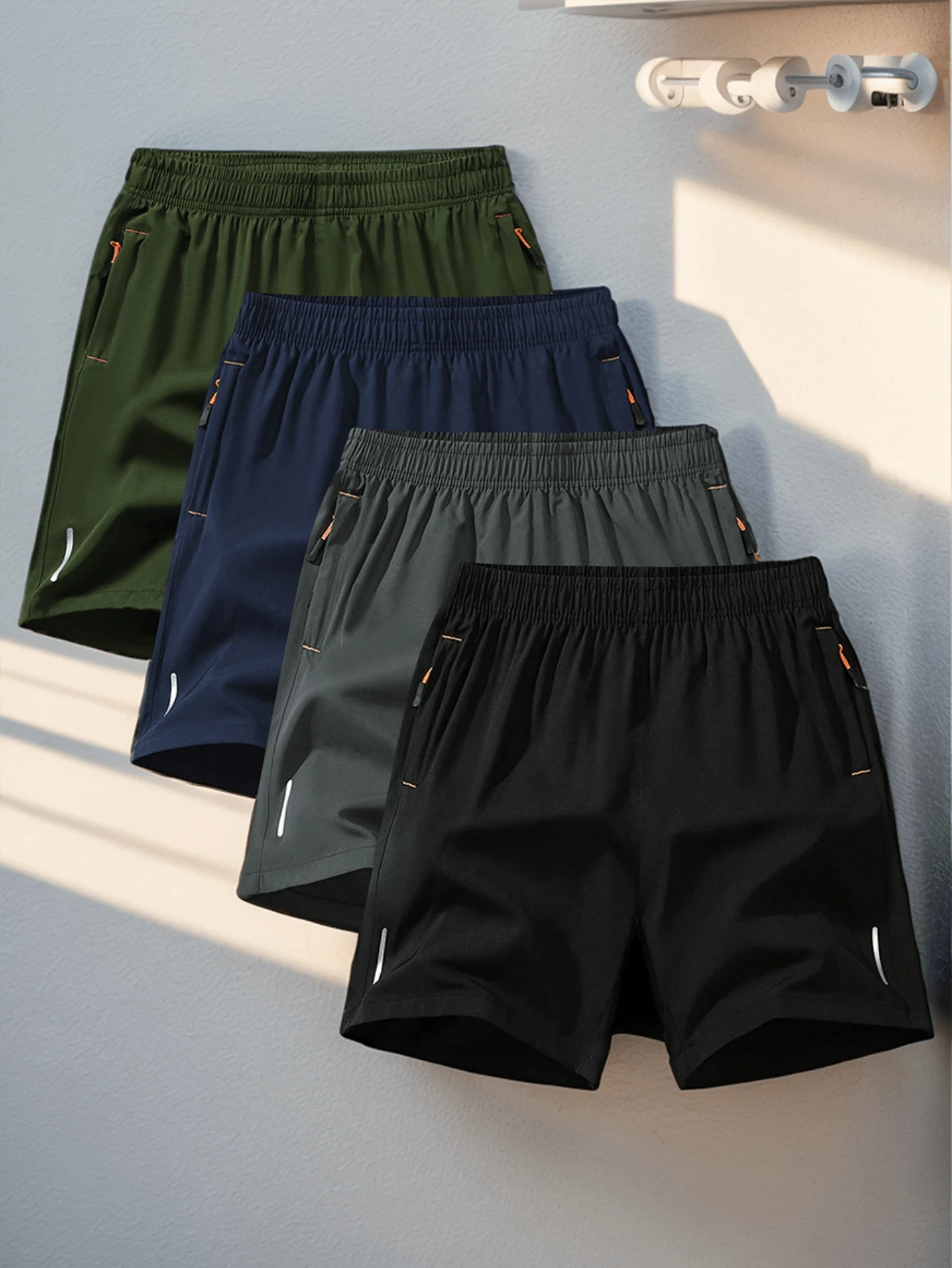 4 paquetes de nuevos pantalones cortos para hombre de secado rápido, holgados, casuales y deportivos, pantalones de playa de seda ligera para hombre