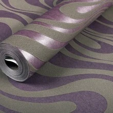 Q QIHANG Modern Abstract Curve 3D Wallpaper Roll Mural Papel De Parede Striped Flocking For Living Room Bedroom Tv Background Non-Pasted Wallpaper 27.56 X 330.7 Inch - 紫灰色 - 查看 5