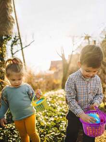 4/6 piezas Cestas de plástico tejidas para recoger frutas y verduras (estilo del asa y color seleccionados al azar) - Multicolor - Ver 5