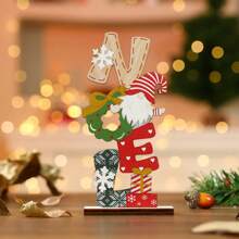 1pc Faceless Wooden Christmas Decor, Colorful Painted Vertical Lettering Tabletop Decoration - Multicolor - View 13