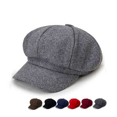 1 pieza/2 piezas Boina de color liso de estilo retro casual y fashion, gorra octogonal cálida y cortavientos, de invierno