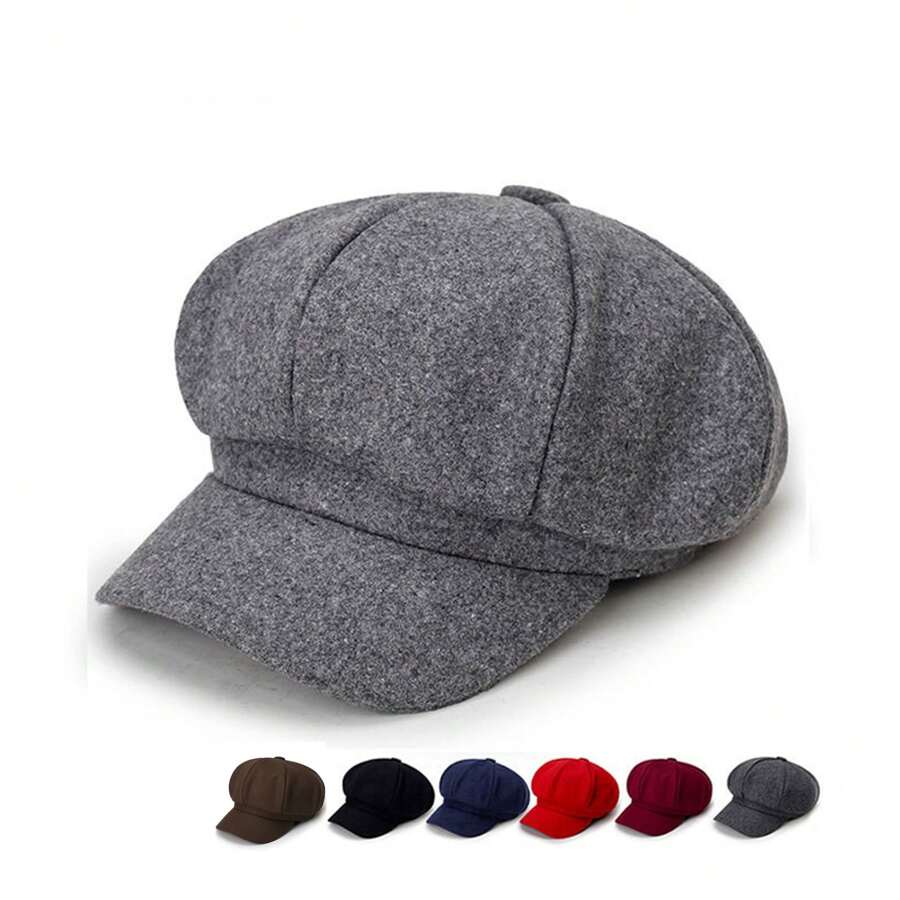 1 Stück/2 Stück modische lässige Retro Einfarbig Barett Mütze, warme & windabweisende Achteckkappe, Winter