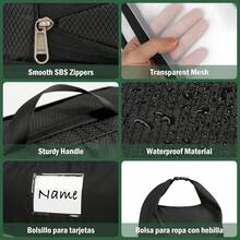 6 Piece Large Capacity Compression Travel Organizer Set, Double Zipper Luggage Travel Organizer Bags - 黑色 - 查看 4