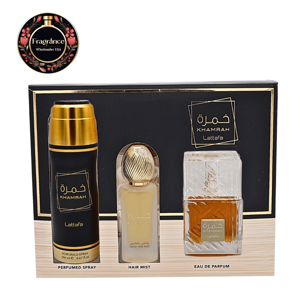 Lattafa KHAMRAH GIFT SET EAU DE PARFUM 3.4FL.OZ, BODY SPRAY6