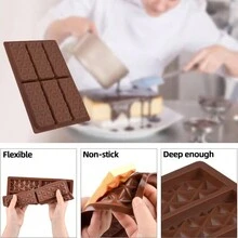 1pc 6-Cavity Rectangular Chocolate Mold Waffle Cookie Baking Cake DIY Decor Tool - Brown - View 6