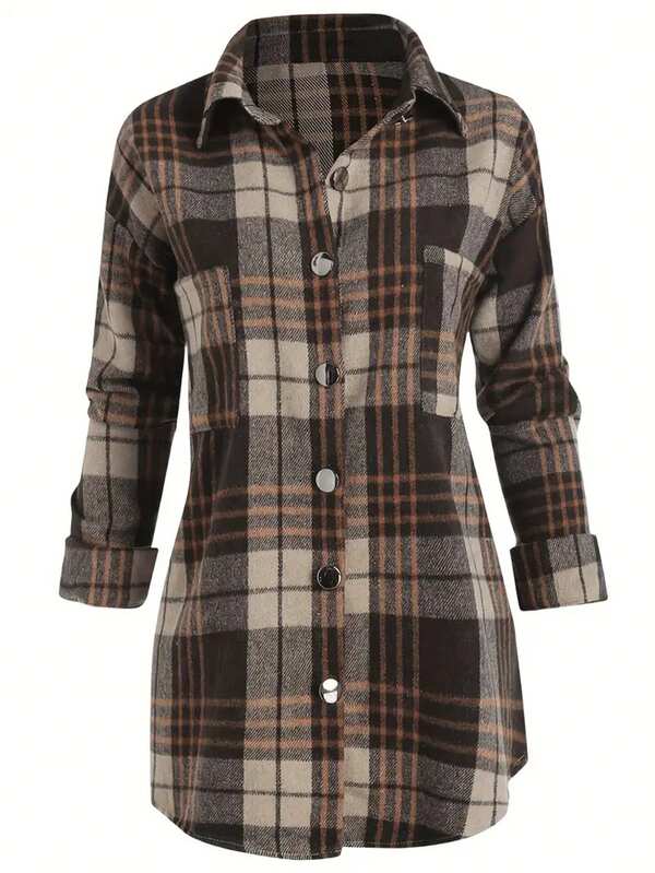 Women's Casual Plaid Long Sleeve Shirt, Autumn,Long Sleeve Tops