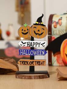 1 件木制万圣节装饰，南瓜鬼木制人物，带骷髅和字母，万圣节派对桌面装饰，秋季节日礼物，圣诞节 - 彩色 - 查看 15