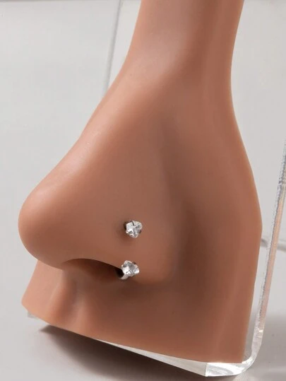 خاتم أنف بشكل قلب من الفولاذ المقاوم للصدأ مرصع بالزركونيا الساطعة - مثالي للارتداء اليومي والهدايا