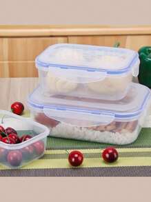 SET 4 contenedor transparente alimentos refrigerador microondas - transparente - Ver 6