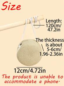 [迷你尺寸] 1 件直径 4.72 英寸平纹编织圆形拉链斜挎包，多种颜色，适合度假、日常使用和女孩 - A - 查看 2