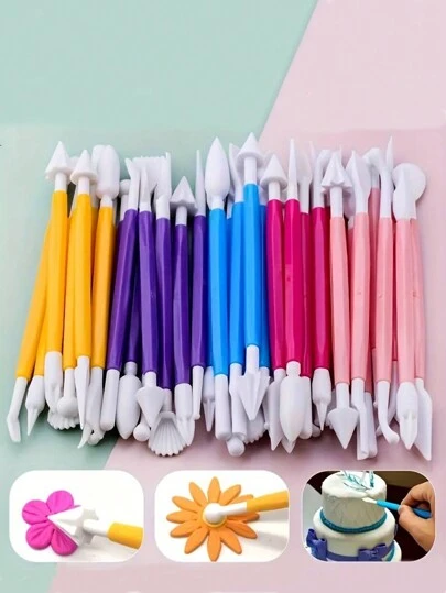 8 piezas Juego de bolígrafos de corte de pasteles con doble cabezal - una herramienta de corte de arcilla para dar forma y decorar pasteles, utilizada para modelar gominolas, cerámica y arcilla - perfecta para hornear y decorar