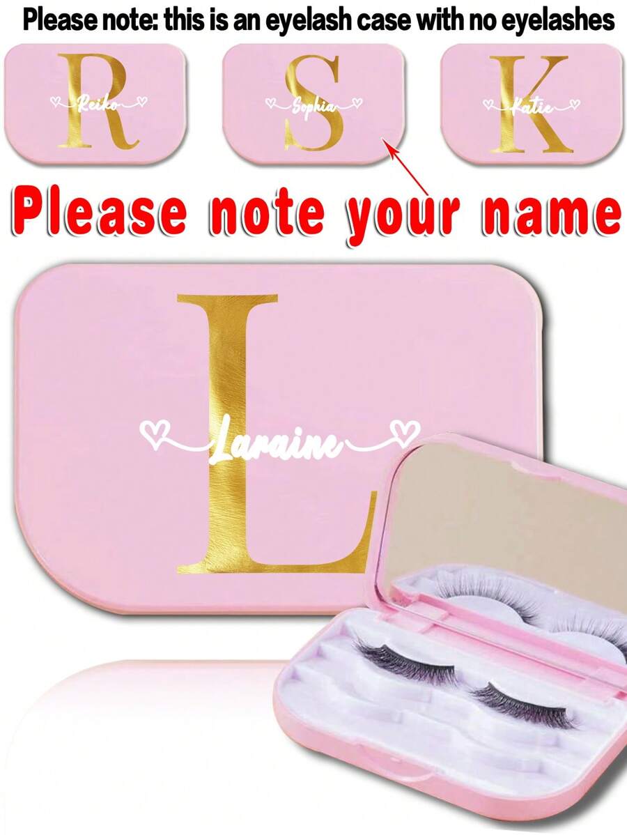 1 pezzo Personalizzato con nome Organizer per ciglie finte da donna con specchio, scatola portaoggetti protettiva portatile per ciglie finte con personalizzazione del nome, accessori da viaggio personalizzati DIY