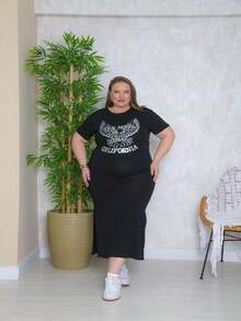 WOMEN'S PLUS SIZE CALIFORNIA DRESS! - màu đen - Xem 3