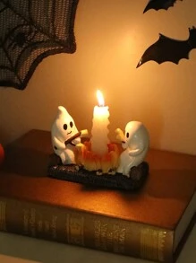 1 szt. Żywica Kreatywny Duch/Czaszka Halloween Dekoracja Domu Świecznik Do Salonu, Przedpokoju, Pokoju Studialnego, Szafki TV Najlepsze Prezenty