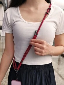 可调节手机带挂绳斜挎手机挂绳颈绳带补丁兼容 iPhone 手机挂绳带 - 運動條紋尼龍頸繩 - 查看 2