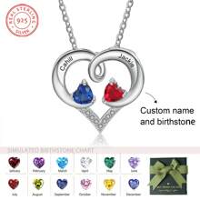 925 Sterling Silver Pendant Necklace - Fashionable Personalized Gift For Women And Girls, Birthday Gift, Daily Ornament Jewelry,Custom Birthstone And Name.
