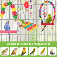 13Pcs/Set Random Color Parrot Toy, Bird Chewing Toy Include Bird Swing, Perch, Stand, Bell, Hanging Hammock, Bird Cage Toy Suitable For Parakeet