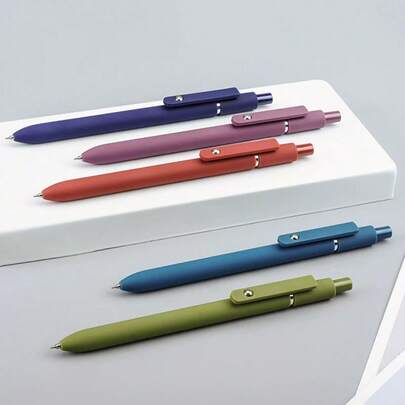 1pc/5pcs Random Colors Morandis Color Center Of Gravity Retractable Ballpoint Pen, 0.5mm Refill, Highly Attractive Vintage Stationery For Students Back To School