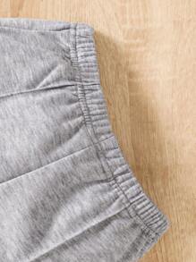 2 peças/conjunto de menina jovem cor sólida 2 em 1 conjunto casual top e calças, outono