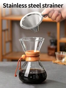 Brutelle One Pc Hand-Brewed Coffee Maker Set Coffee Filter Cup High Temperature Resistant Sharing Pot Simple And Exquisite Portable Coffee Maker For Family Party Travel Restaurant Dormitory - Wooden Handle Glass Set 600ml - View 5