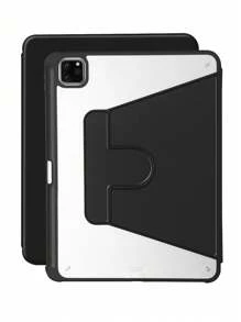 1 transparante, 360° draaibare beschermhoes van zwart acryl met penhouder, slaap-/waakfunctie, 3-voudige standaard en valbeveiliging. Compatibel met iPad Mini 6/Mini 7/9.7/10.2/10.5/Air 4/Air 5/10th/10.9/Pro 11"/Air 11(M2)/Air 13(M2)/Pro 11(M4)/Pro 13(M4) 2024 12.9"/iPad Air 13(M3 2025)/iPad Air 11-inch (M3) 2025/iPad (A16) 11 inch 11e generatie 2025