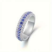 1 pieza Anillo de aleación coreano de estilo nuevo totalmente enjoyado de 3 hileras, joyería de moda hip hop de para hombres y mujeres, accesorio de joyería para fiestas/festivales