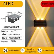 CANMEIJIA Large Size Solar Powered Outdoor LED Wall Light, Waterproof RGB Switchable Lighting, Energy Saving Vintage Home Decoration Wall Lamp, Suitable For Garden/Parking Lot/Exterior Corridor/Entrance/Patio/Flower Bed/Intersection/Exterior Wall/Interior Wall/Rooftop Fall Decor House Decor Outdoor Decor For Valentines Decor