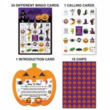 Halloween Bingo Game Set 36pcs Set, Player Cards Pack - 24 Players Halloween Bingo Cards Halloween Party Games For Adults & Family Activity - Game Cards For Classroom Family Activities Halloween Party Favors,Christmas