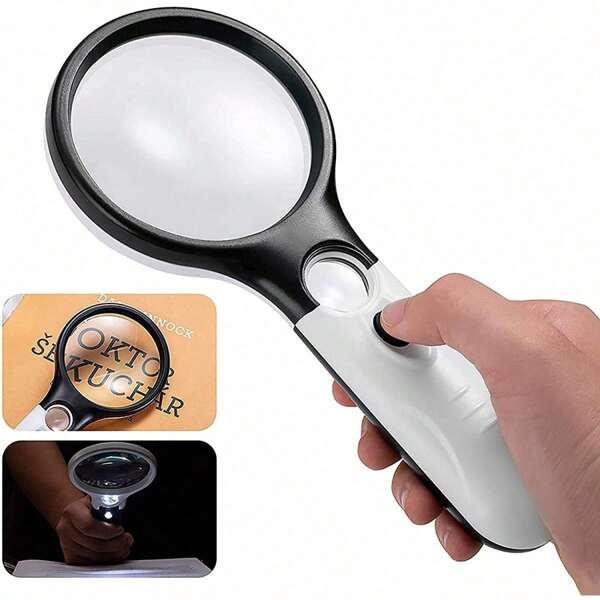 Doble Lupa Portatil De 75 Mm 45x Con Luz Led Ultrabrillante