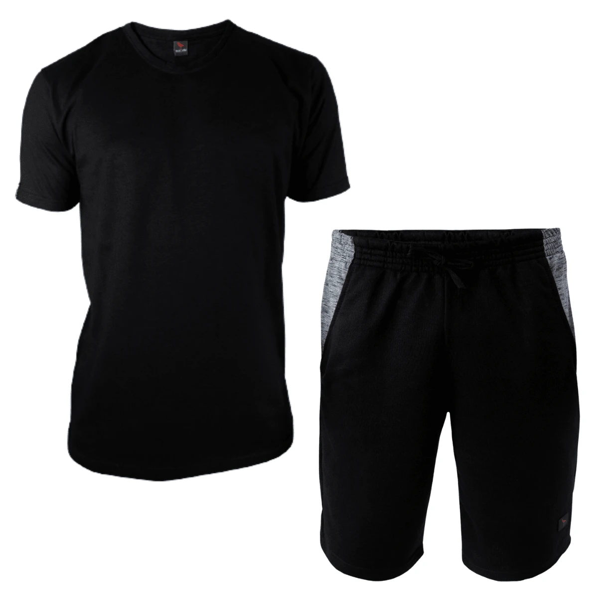 Men's Basic T-Shirt, Sweatpants, Bermuda Set, Workout - màu đen - Xem 1