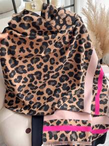 1pc Women's Imitation Cashmere Flower Jacquard Warm Scarf Shawl Suitable For Daily Use In Autumn And Winter EleganLeopard Print