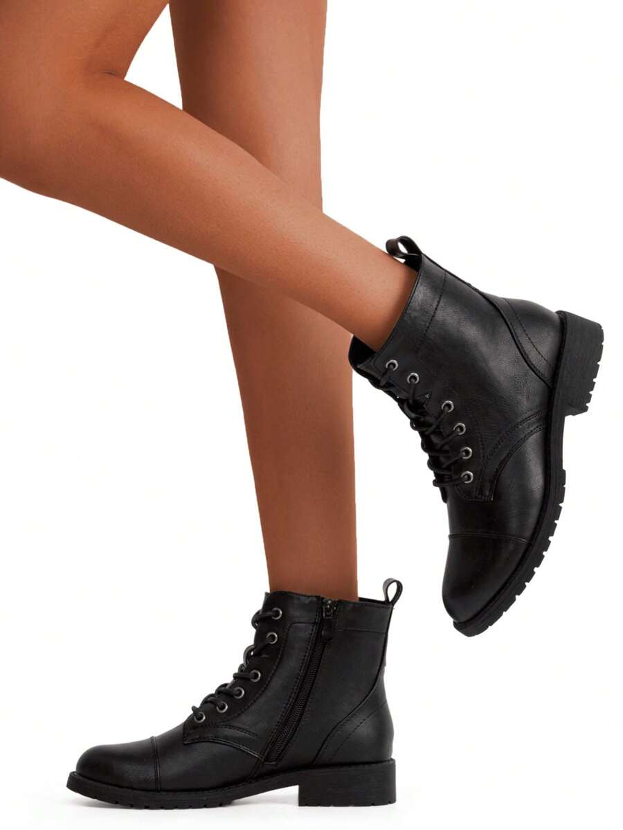 Comfyshoes Women's Lace Up Ankle Boots, Fashion Low Heel Booties