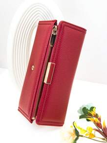 MINGYOU Damen Langes Portemonnaie, faltbar, multifunktional, weiche PU-Kunstleder, einfarbig, großes Fassungsvermögen, viele Kartenfächer, Ausweisetui, modische, kompakte Reißverschluss-Münztasche