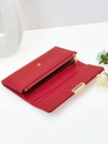 MINGYOU Damen Langes Portemonnaie, faltbar, multifunktional, weiche PU-Kunstleder, einfarbig, großes Fassungsvermögen, viele Kartenfächer, Ausweisetui, modische, kompakte Reißverschluss-Münztasche