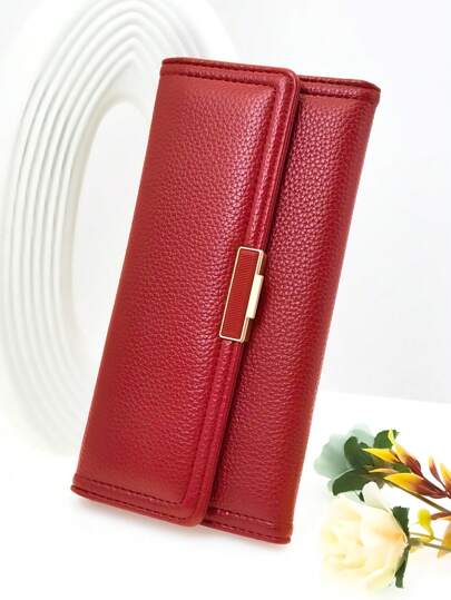 MINGYOU Billetera larga para mujer, plegable, de múltiples funciones, de unicolor en PU suave, de gran capacidad, con múltiples ranuras para tarjetas, portador de tarjeta de identificación, monedero con cremallera de moda y compacto