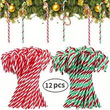 Bastones de caramelo de Navidad de acrílico - Adornos para árbol de Navidad, diseño de bastón de caramelo retorcido, para decoración navideña y de Año Nuevo