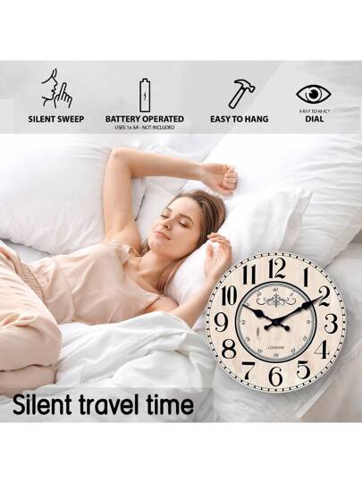1pc Vintage French London Arabic Numeral Wand Clock, Battery Powered, 10 16 Inch Silent Non Ticking Klok Living Room, Bedroom, Kitchen, Outdoor, Hallway, Spiritual Home Cafe, School, Anniversary (No Battery, No Seconds view 8