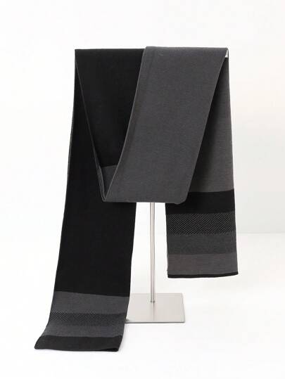 1pc Men's Solid Color Knitted Polyester Scarf, Minimalist & Versatile For Daily Wear