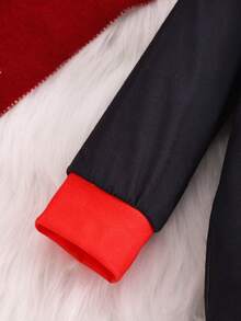 2 件装男婴圣诞字母和圣诞树印花长袖上衣和格子印花裤套装，时尚可爱 - 紅色 - 查看 4