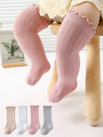 4雙嬰兒木耳邊過膝襪