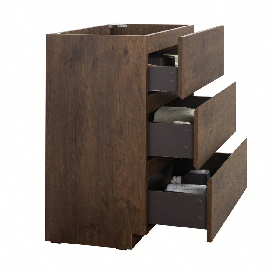 Floor WITHOUT Basin, Walnut Color, With Three Drawers, Pre