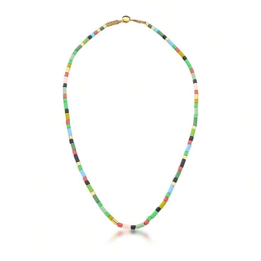 Green Colored Bead Necklace - 彩色的 - 查看 1